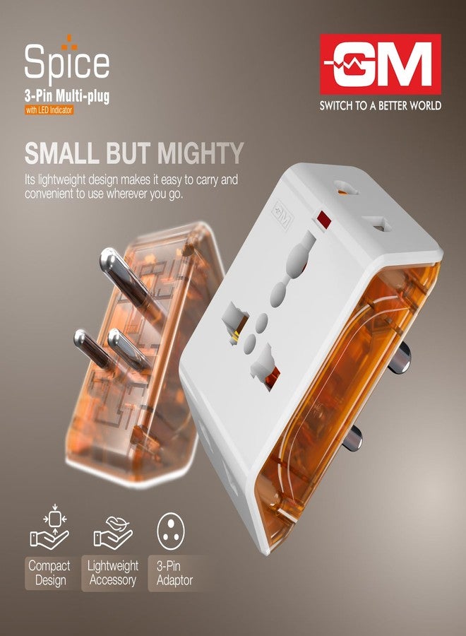 جنرال موتورز محول سفر متعدد المنافذ GM بقوة 6 أمبير وثلاثة دبابيس مع مقبس عالمي | يدعم المقابس ثنائية وثلاثية الدبابيس | منافذ شحن متعددة | يشحن الهواتف الذكية وأجهزة الكمبيوتر المحمولة وغيرها من الأجهزة | صغير الحجم وموثوق 3017 - Image 3